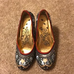 Closed toe wedge heels